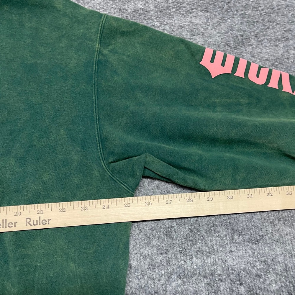 PUMA x WICKED Hoodie Womens Large Dark Myrtle Green Pink Oz Sweatshirt Acid Wash - Picture 15 of 16